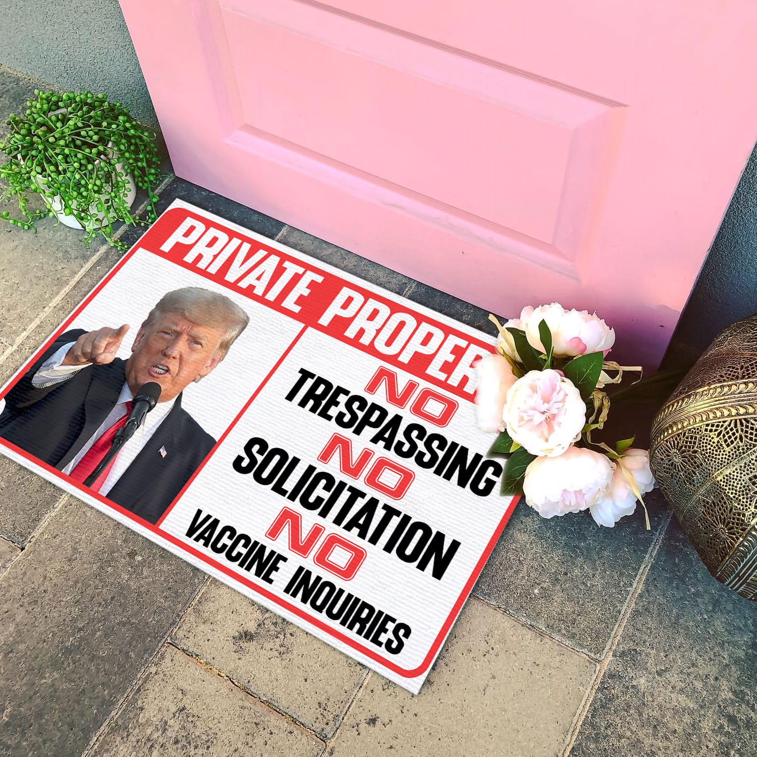 3VT. UU TIEN Trump Private Property Doormat mockup 4