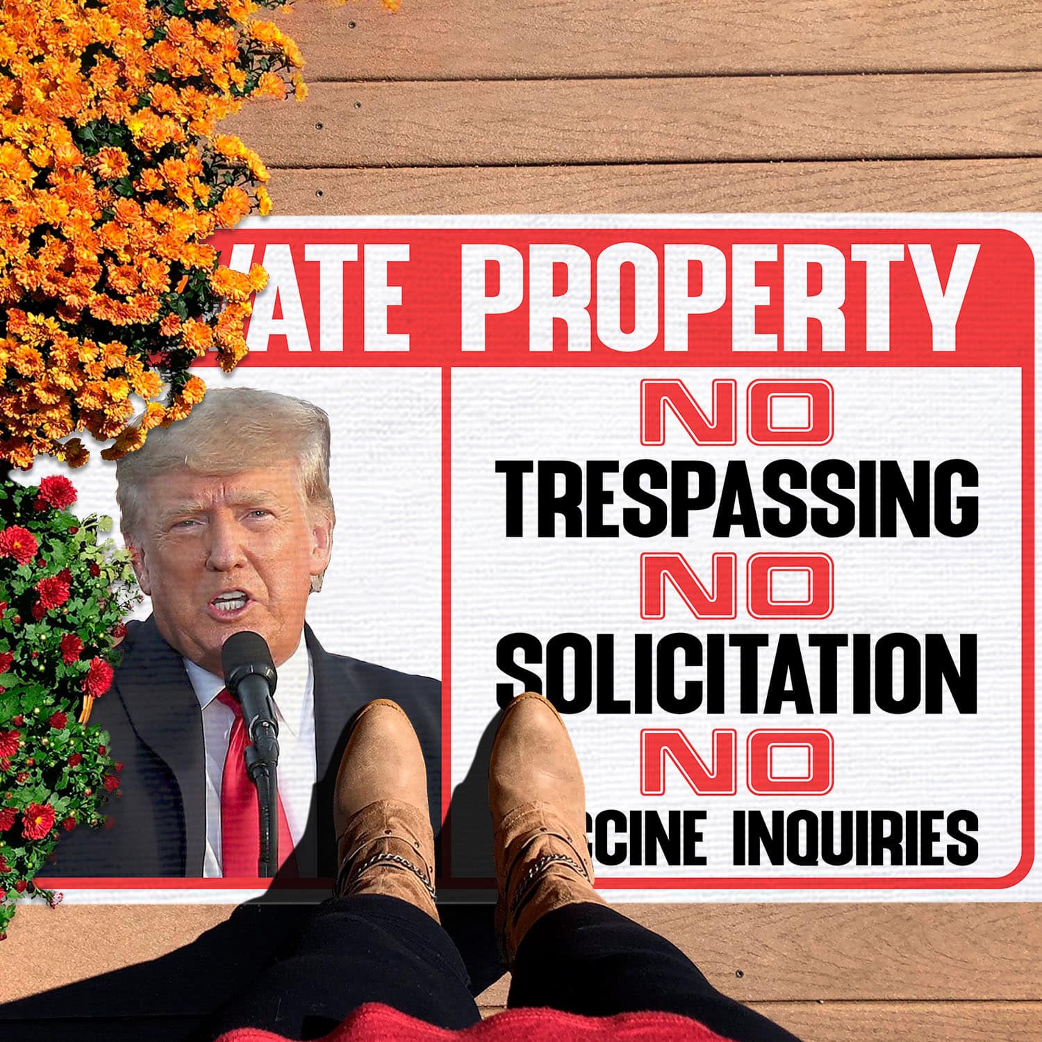 3VT. UU TIEN Trump Private Property Doormat mockup 7