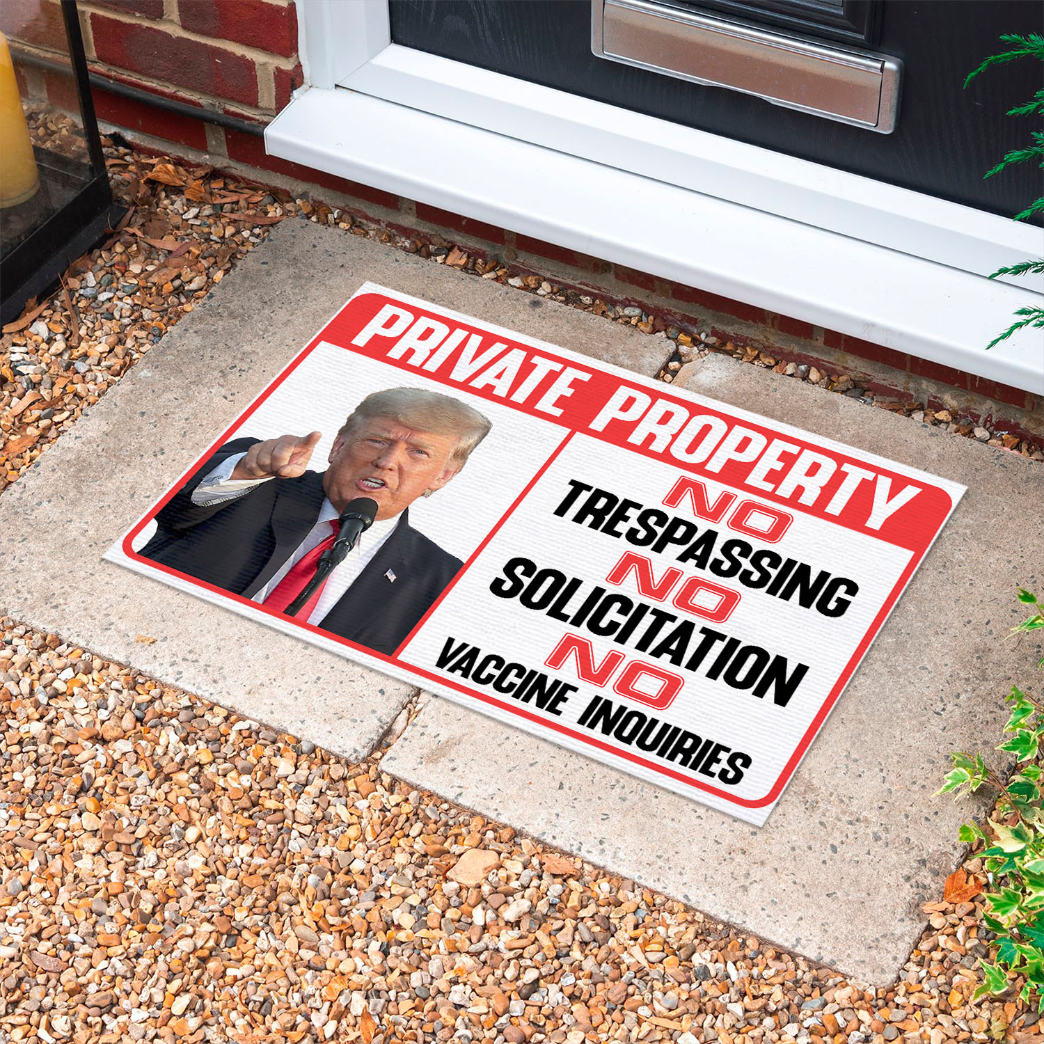 3VT. UU TIEN Trump Private Property Doormat mockup 10