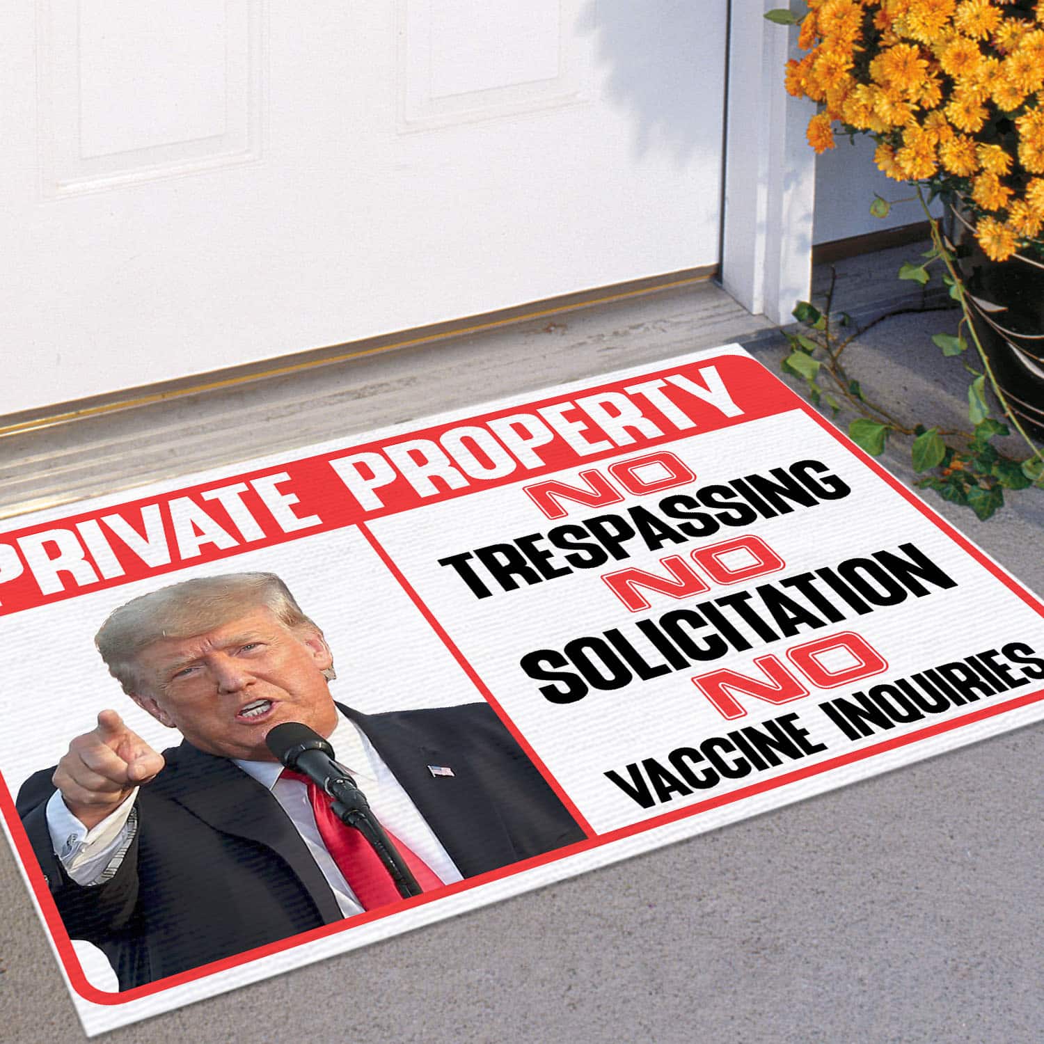 3VT. UU TIEN Trump Private Property Doormat mockup 11