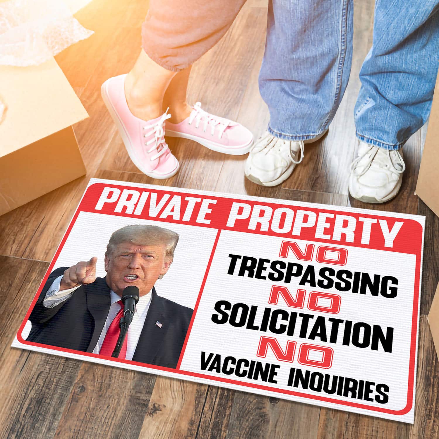 3VT. UU TIEN Trump Private Property Doormat mockup 6