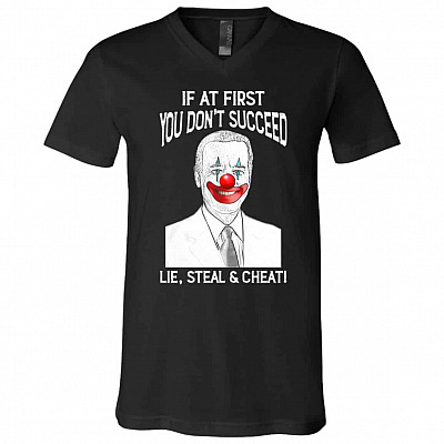 If At First You Don't Tshirt, Black, V-Neck T-Shirt