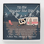 To My Smokin' Hot Wife The First Time Our Eyes Met I Love You Camping Interlocking Hearts Pendant Necklace - Interlocking Hearts Necklace