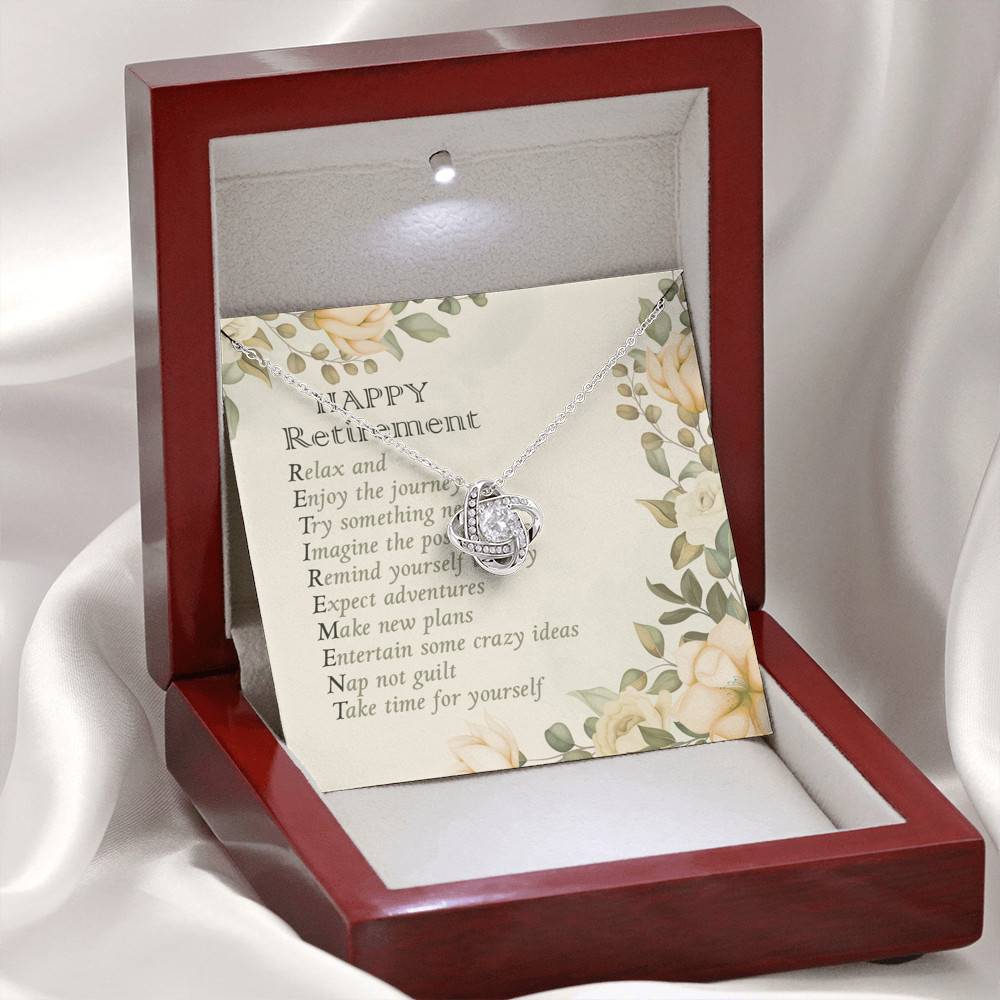 Happy Retirement Take Time For Yourself Love Knot Necklace - Farewell Goodbye Jewelry Gifts From Coworkers