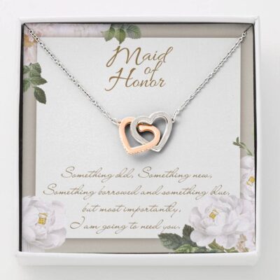 Maid Of Honor I'm Going To Need You Interlocking Hearts Pendant Necklace Maid Of Honor Proposal Wedding Gifts - Interlocking Hearts Necklace