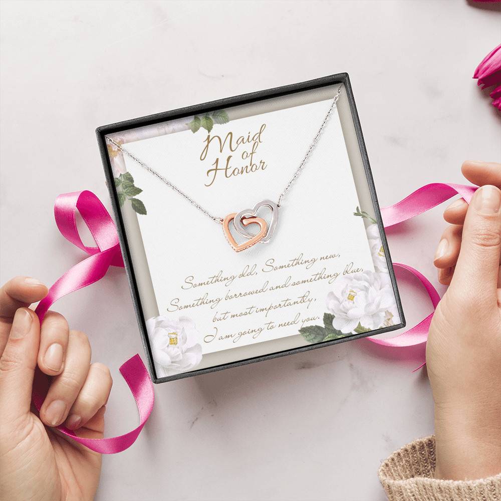 Maid Of Honor I'm Going To Need You Interlocking Hearts Pendant Necklace Maid Of Honor Proposal Wedding Gifts