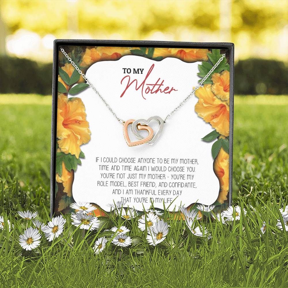 To My Mother If I Could Choose Anyone To Be My Mother Interlocking Hearts Pendant Necklace - Mom Jewelry