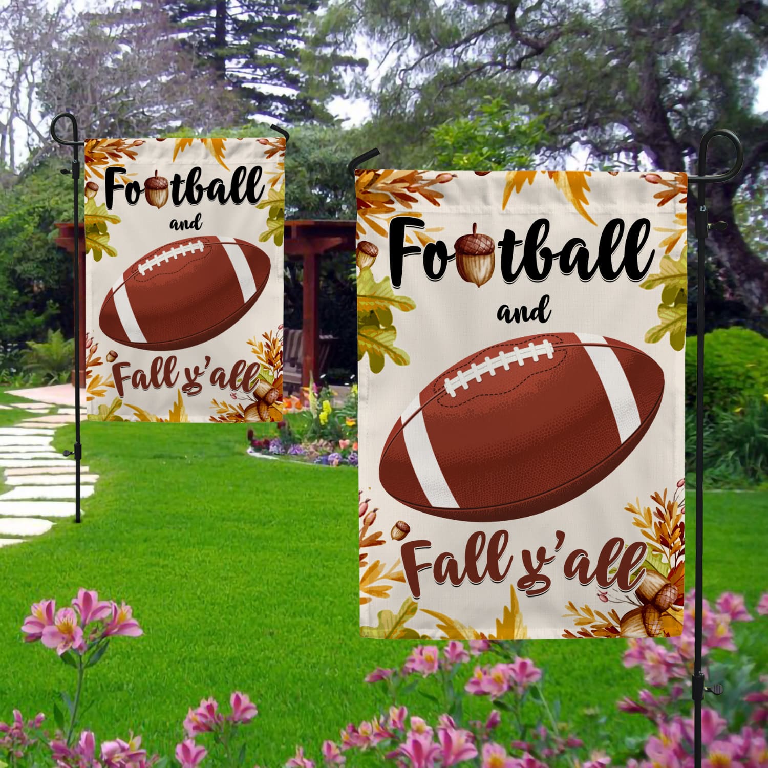 3KNG. Football Fall 30x40 Garden Flag Mockup 2 Side-1