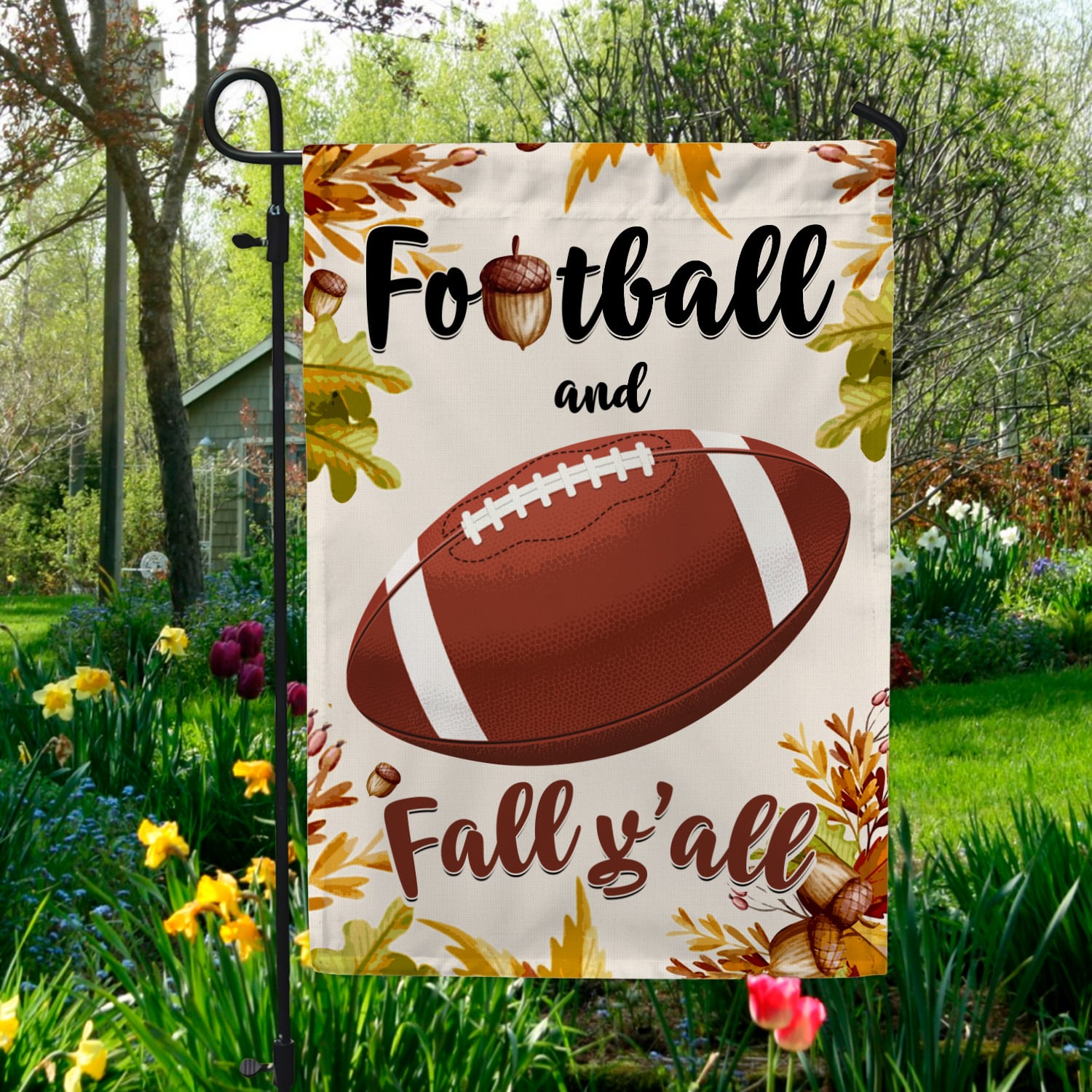 3KNG. Football Fall 30x40 Garden Flag Mockup 5