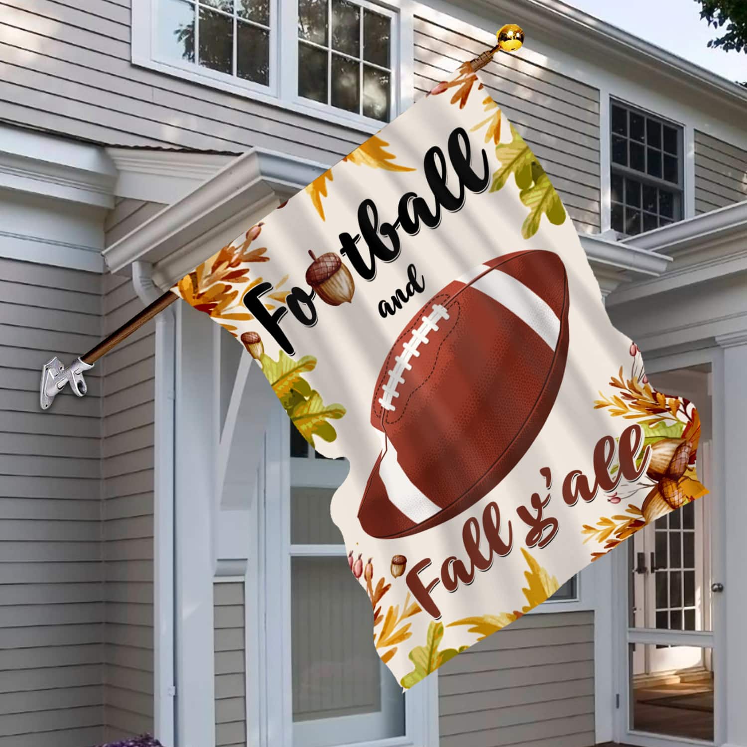 3KNG. Football Fall 30x40 House Flag Mockup 6
