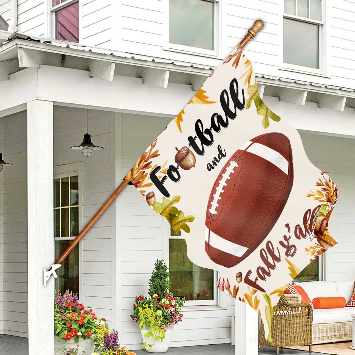 3KNG. Football Fall 30x40 House Flag Mockup 7