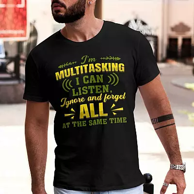 Alternative view of I'm Multitasking I Can Listen Ignore and Forget All at the Same Time Funny T-Shirt - V-Neck Tee