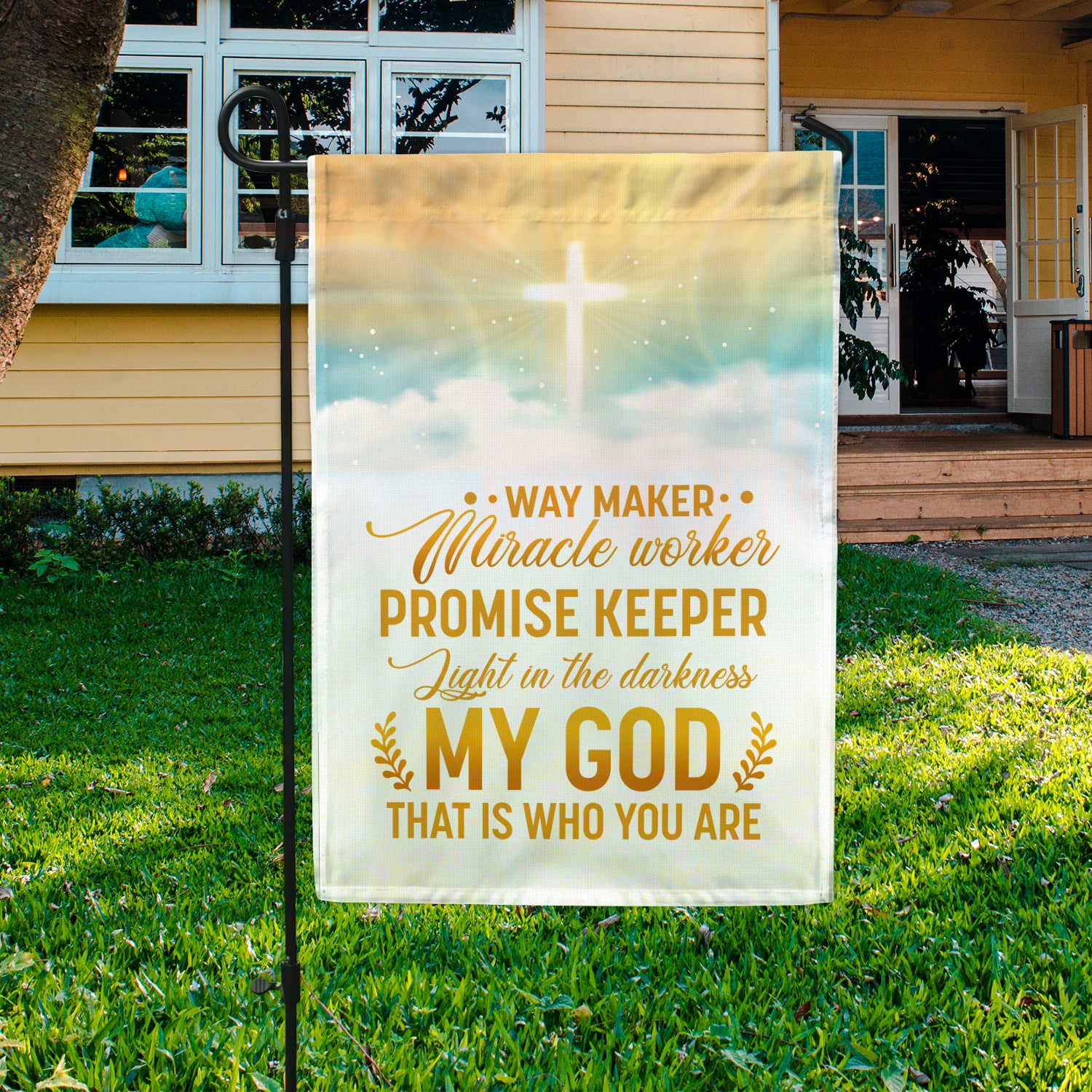 2. Way Maker God Garden Flag Mockup 3