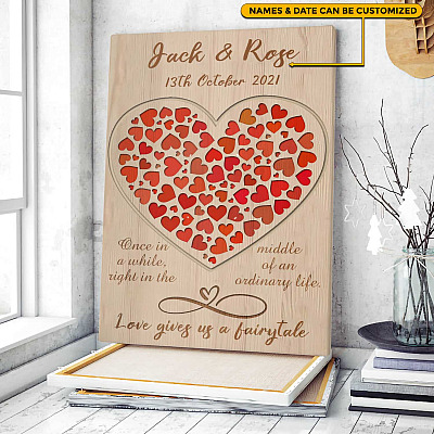 Wedding Personalized Photo Once in A While Right in The Middle of An Ordinary Life Framed Canvas - Unframed Poster
