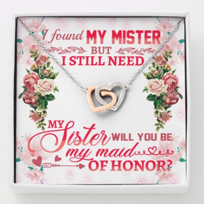 Will You Be My Maid Of Honor Interlocking Hearts Pendant Necklace - Maid Of Honor Proposal Wedding Gifts - Interlocking Hearts Necklace