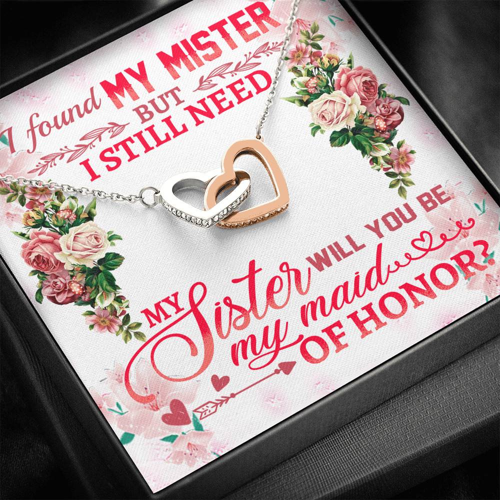 Will You Be My Maid Of Honor Interlocking Hearts Pendant Necklace - Maid Of Honor Proposal Wedding Gifts