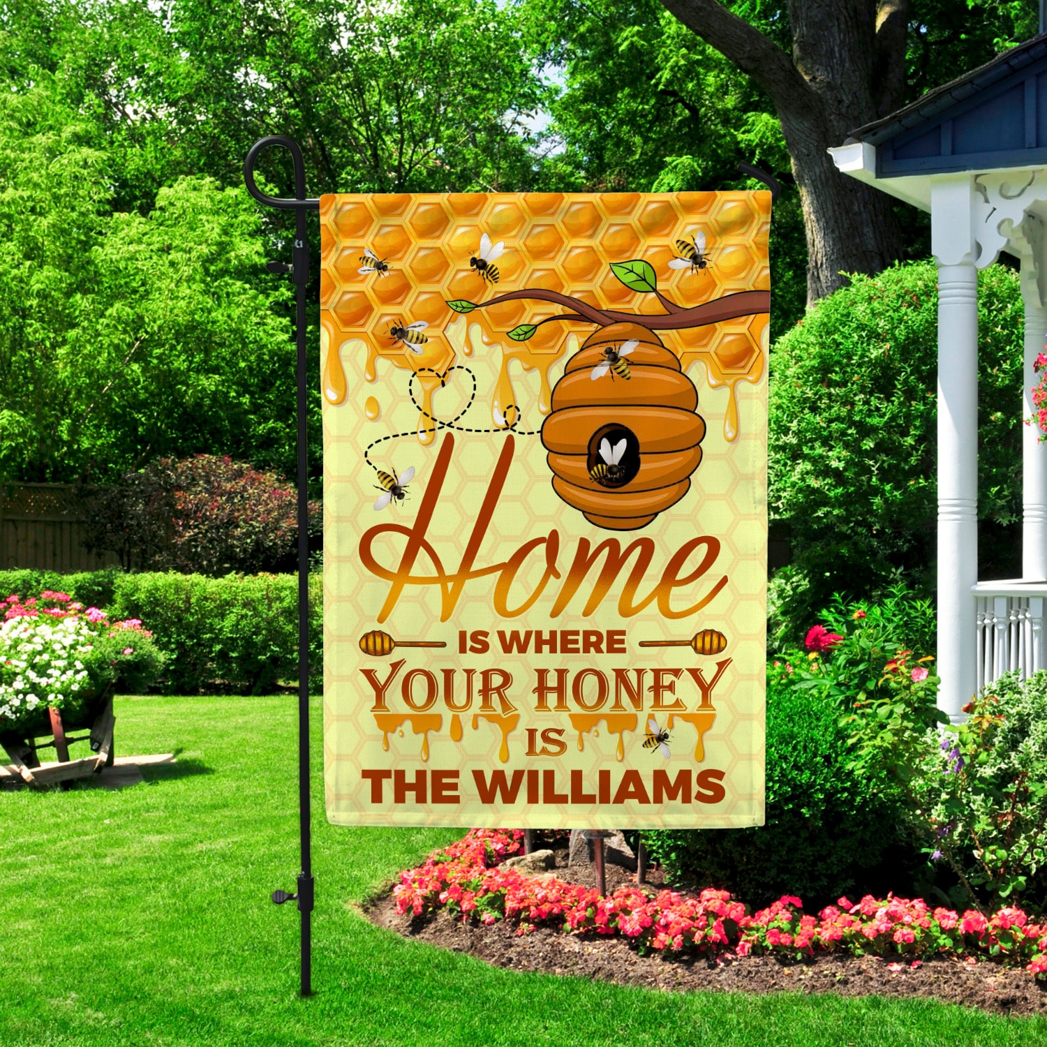3QT. Home Is Where (Sample Design) Garden Flag Mockup 2