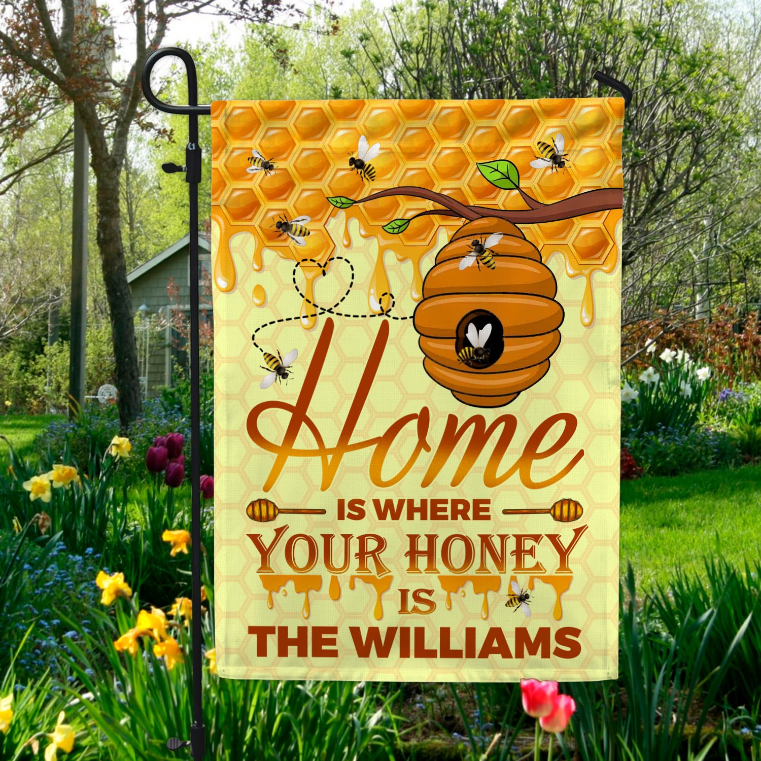 3QT. Home Is Where (Sample Design) Garden Flag Mockup 5