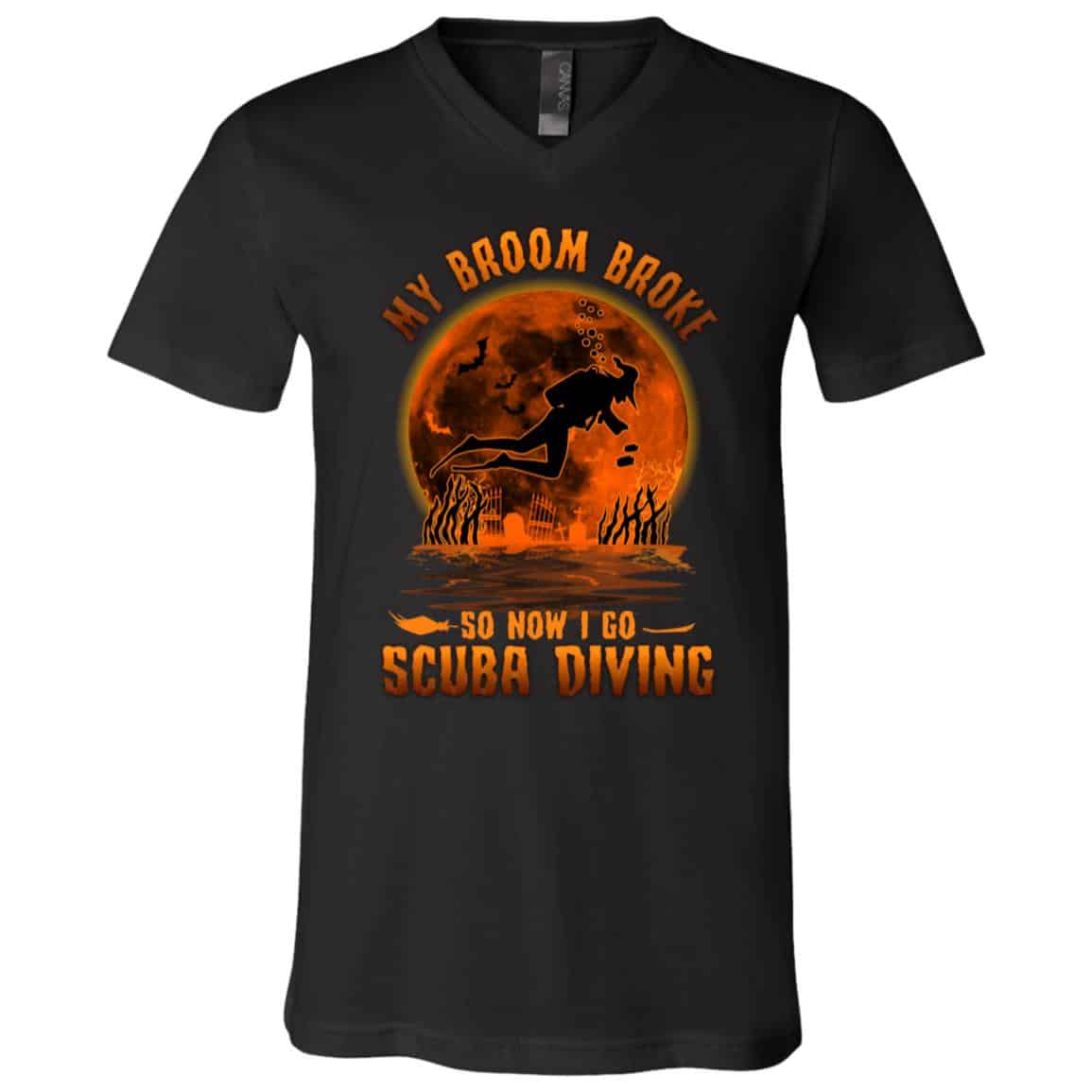 My Broom Broke Tshirt, Black, V-Neck T-Shirt