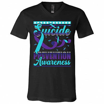sucide, Black, V-Neck T-Shirt