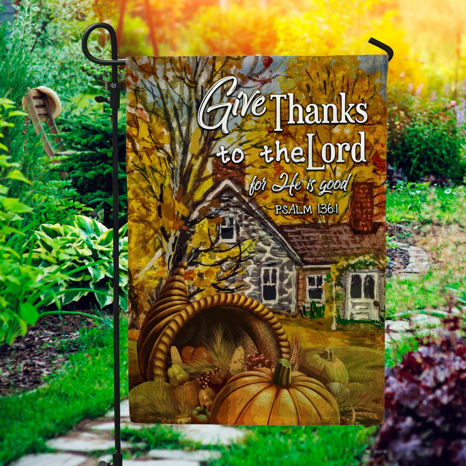 2MH. Thanks Lord 30x40 Garden Flag Mockup 1