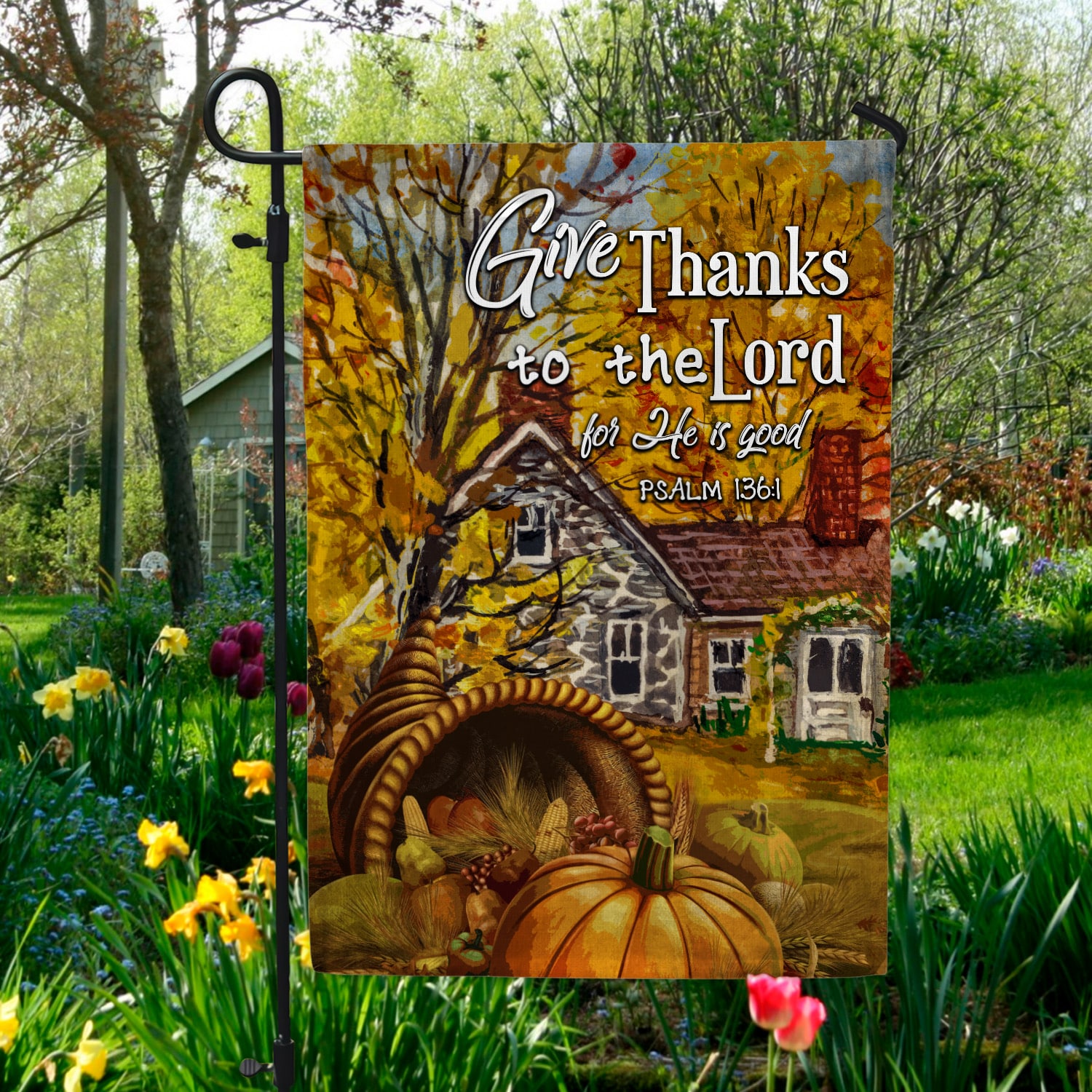 2MH. Thanks Lord 30x40 Garden Flag Mockup 5