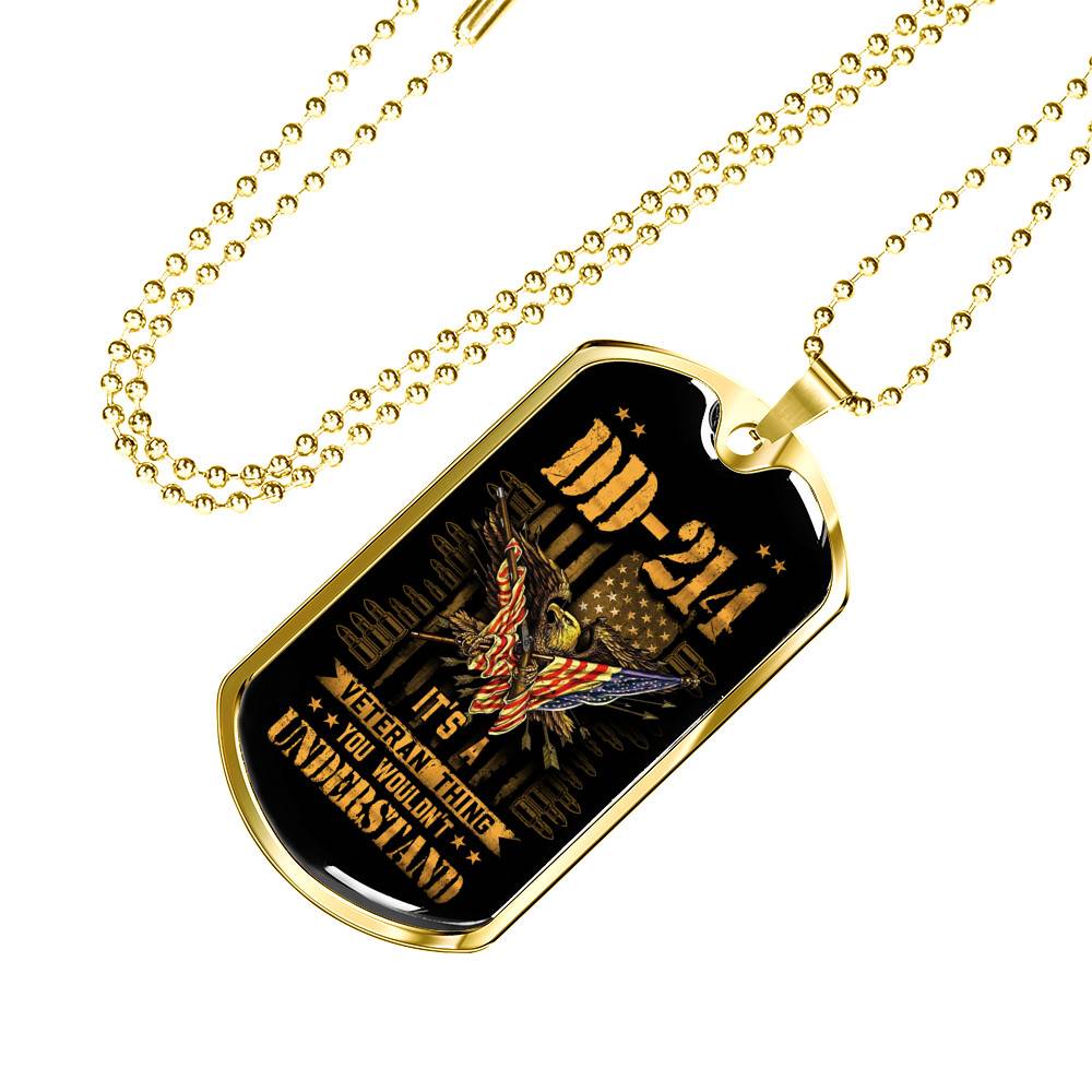 Proud US Army Soldiers Veteran Necklace - DD 214 It's A Veteran Thing You Wouldn't Understand Dog Tag Necklace