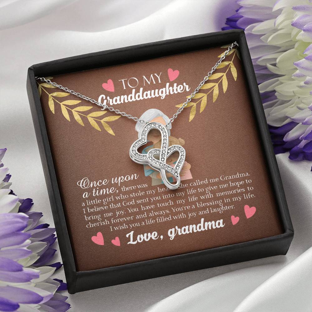 To My Granddaughter Once Upon A Time There Was A Little Girl Who Stole My Heart Double Hearts Necklace