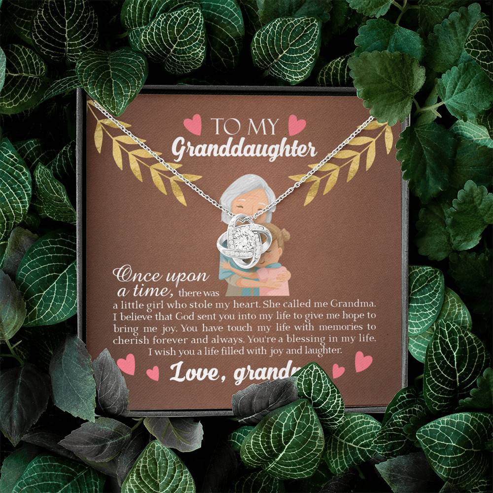 To My Granddaughter Once Upon A Time There Was A Little Girl Who Stole My Heart Love Knot Necklace