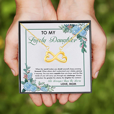Alternative view of From Mom To My Lovely Daughter When The World Makes You Doubt Yourself Infinity Heart Pendant Necklace