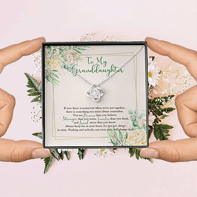 To My Granddaughter From Grandma Grandpa Grandparents You Are Always In Mine Love Knot Necklace