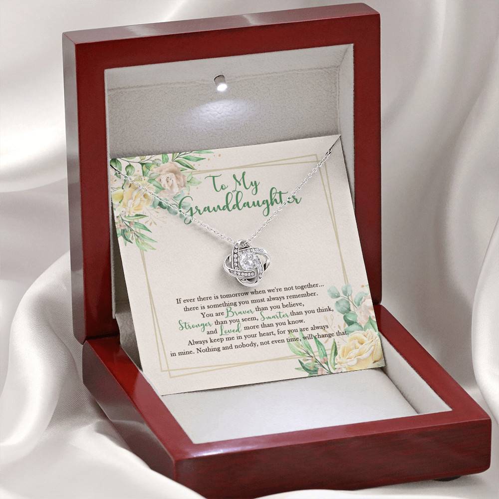 To My Granddaughter From Grandma Grandpa Grandparents You Are Always In Mine Love Knot Necklace