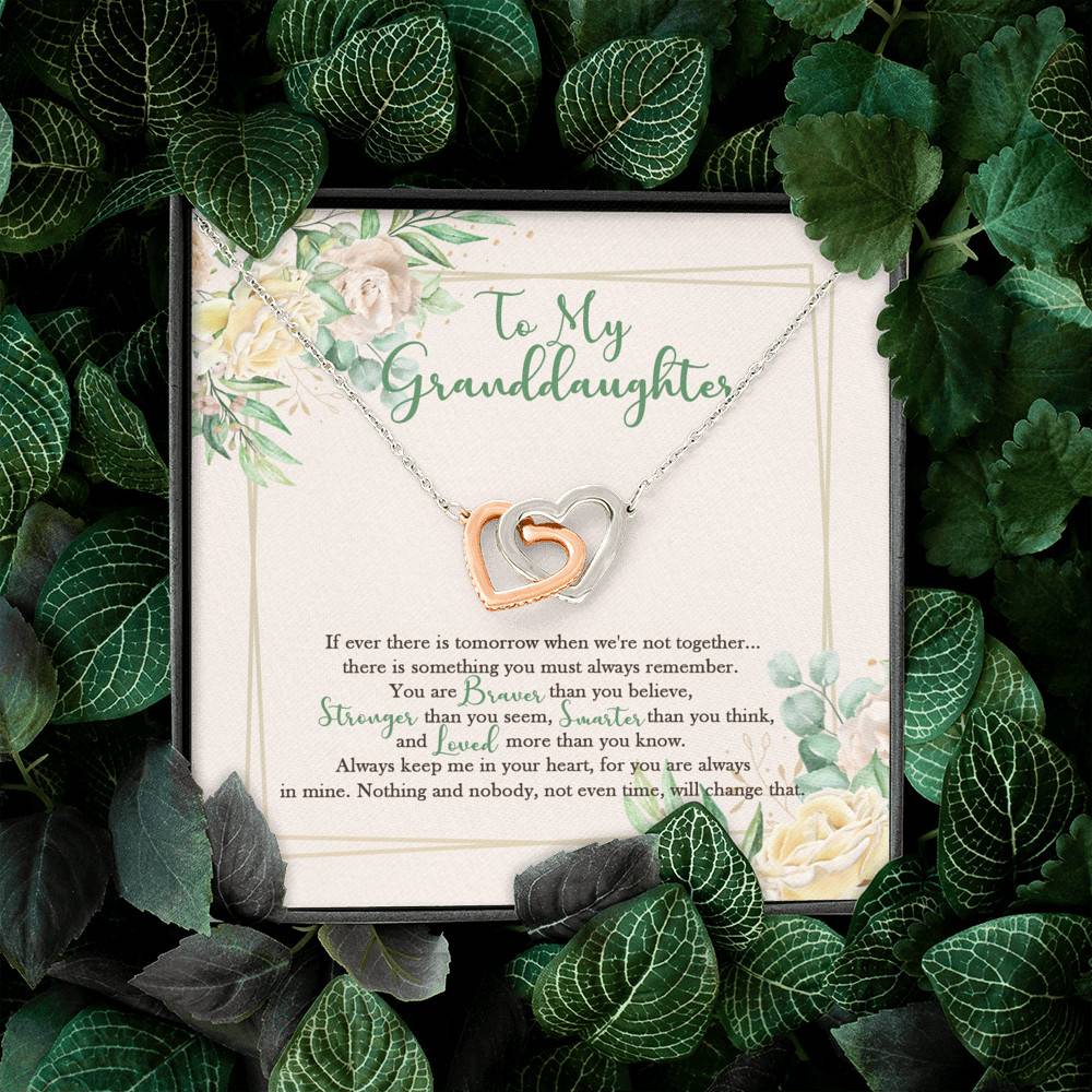 To My Granddaughter From Grandma Grandpa Grandparents Always In Mine Interlocking Hearts Pendant Necklace