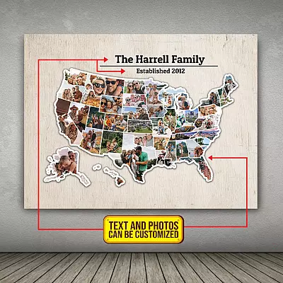 Alternative view of Personalized Photo Family Travel Map Gallery Wrapped Framed Canvas Prints - Unframed Poster - Home Decor Wall Art