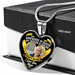 Personalized Photo Somewhere In Heaven My Mother Is Smiling Heart Pendant Necklace - Memorial Mom Custom Photo Necklace