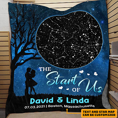The Star Of Us Personalized Star Map Fleece Blanket For Couple - Custom Name Date Star Map Sherpa Blanket - Anniversary Gifts Woven Blanket