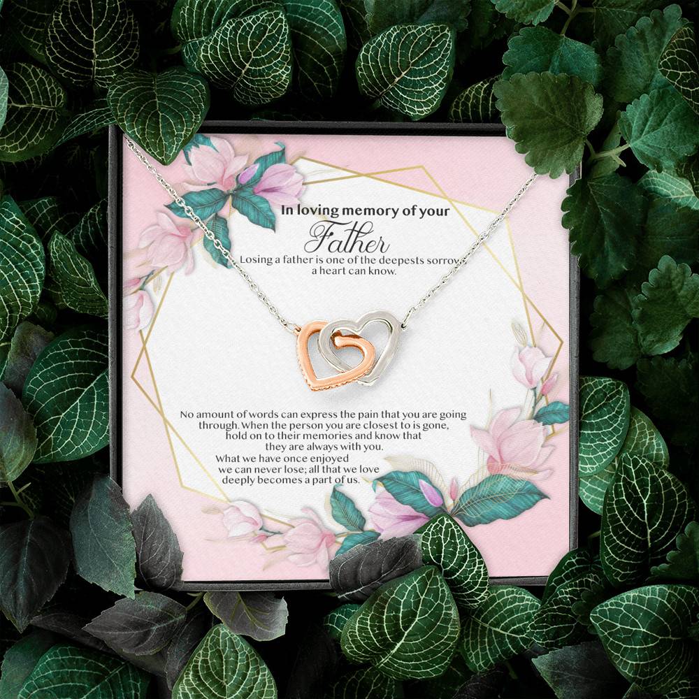 In Loving Memory Of Your Father Memorial Interlocking Hearts Pendant Necklace - Remembrance Bereavement Gifts