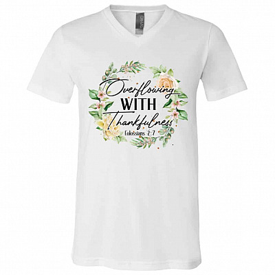 Oveflowing with tee, White, V-Neck T-Shirt