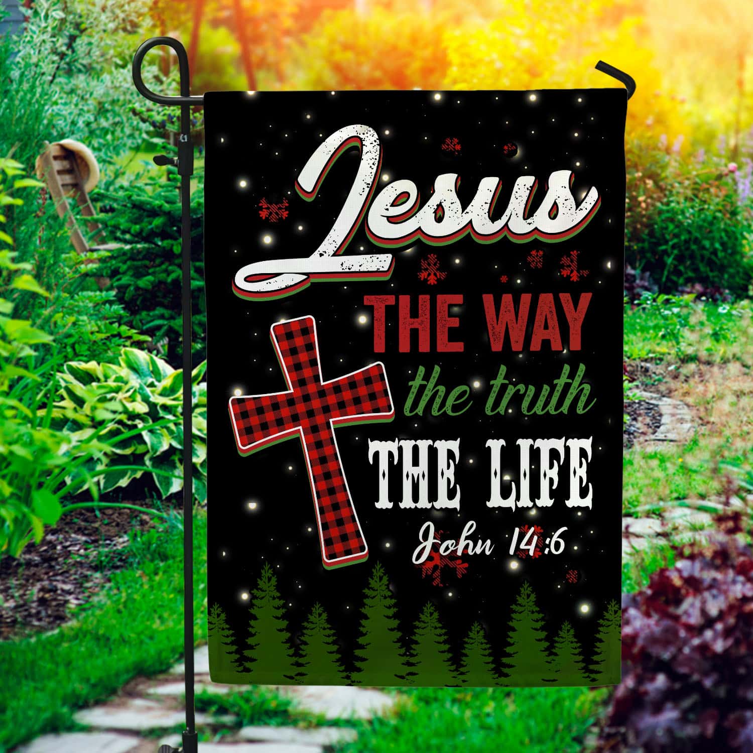 5MH. Jesus Way Flag 30x40 Garden Flag Mockup 1