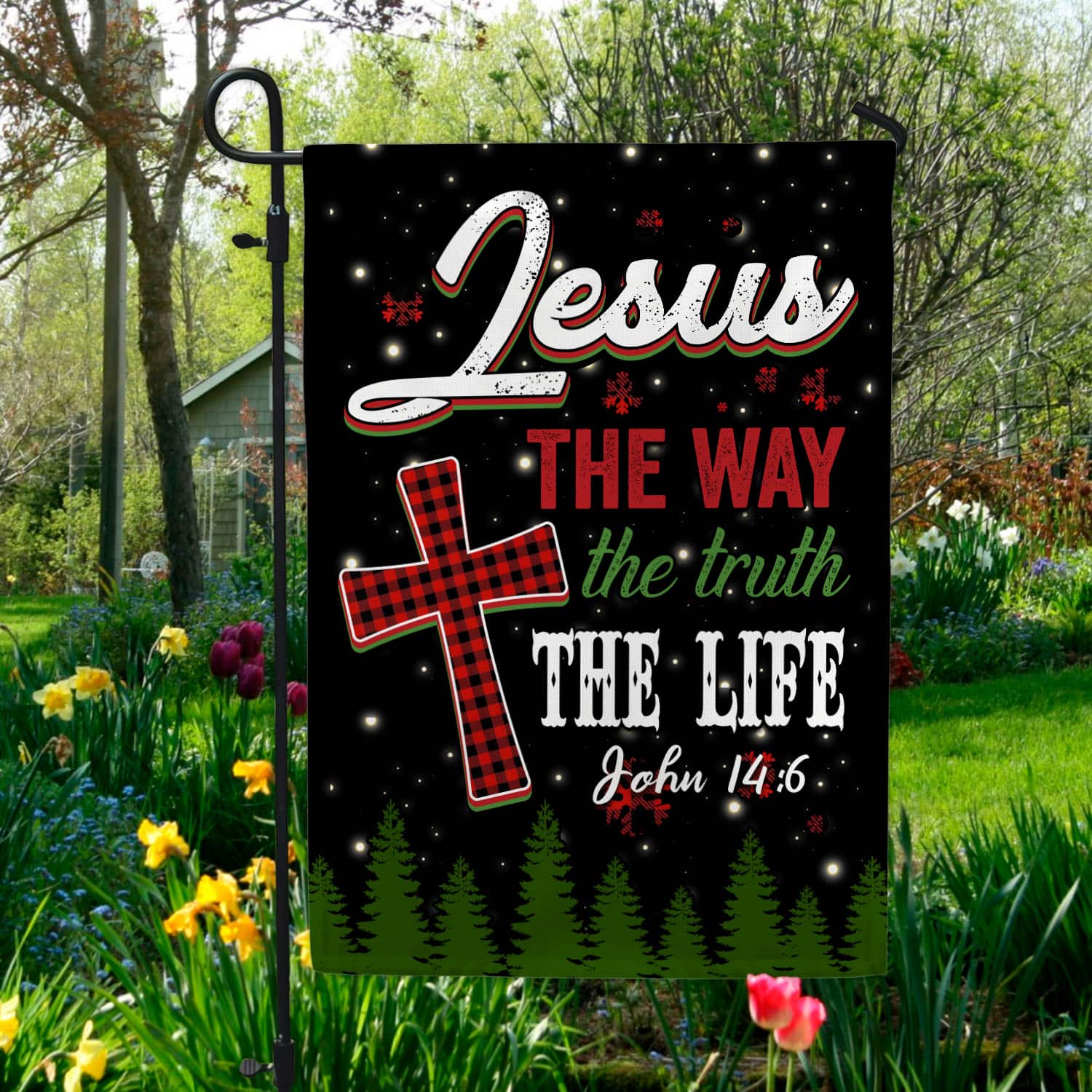 5MH. Jesus Way Flag 30x40 Garden Flag Mockup 5