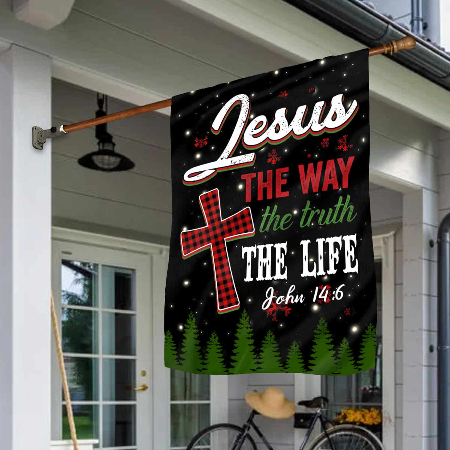 5MH. Jesus Way Flag 30x40 House Flag Mockup 1