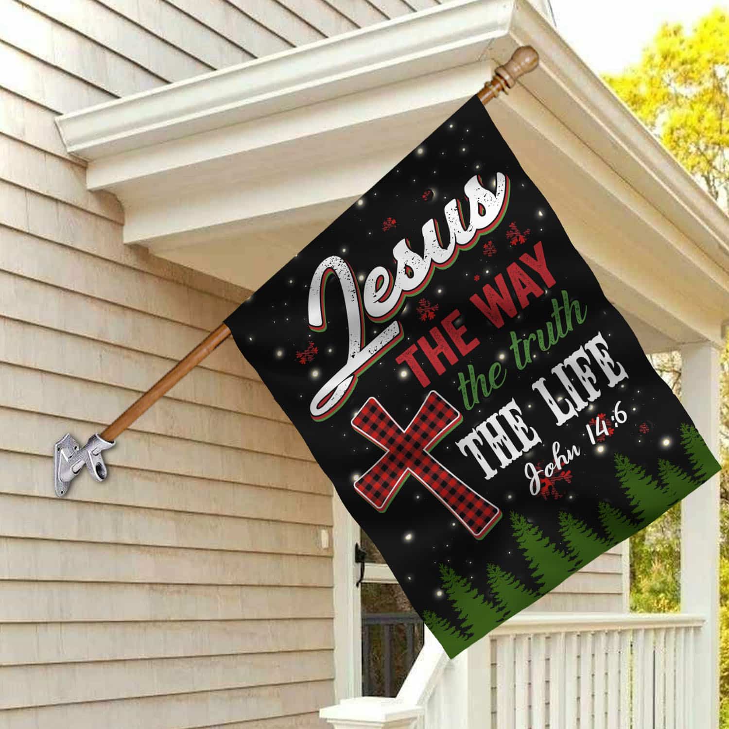 5MH. Jesus Way Flag 30x40 House Flag Mockup 2