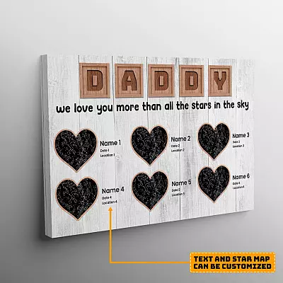 Alternative view of Daddy We Love You More Than All The Stars In The Sky Personalized Children Names Canvas - Custom Family Name Star Map Constellation Canvas Wall Art