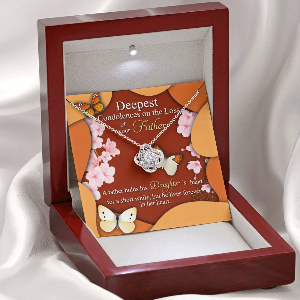 Deepest Condolence On The Loss Of Your Father Memorial Love Knot Necklace - Remembrance Sympathy Gifts