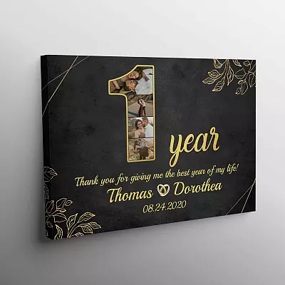 Alternative view of Personalized 1 Year Together Anniversary Framed Canvas - Custom Photo 1st Year Wedding Anniversary Unframed Poster