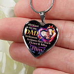 Personalized Photo All I Want Is For My Dad In Heaven I Love And Miss Him Hearts Pendant Necklace - Memorial Dad Necklace