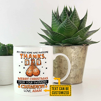 Alternative view of My First Home Was Awesome Thanks Dad From Your Swimming Champion Funny Coffee Mug - Personalized Gift For Dad