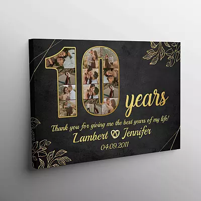 Alternative view of Personalized 10 Years Together Anniversary Framed Canvas - Custom Photo 10th Year Wedding Anniversary Unframed Poster