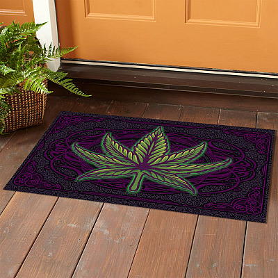 Alternative view of Cannabis Leaf Welcome Indoor Outdoor Decorative Doormat