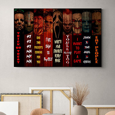 Alternative view of Classic Horror Movie Characters Framed Canvas Prints - Old Scary Movies Halloween Unframed Poster